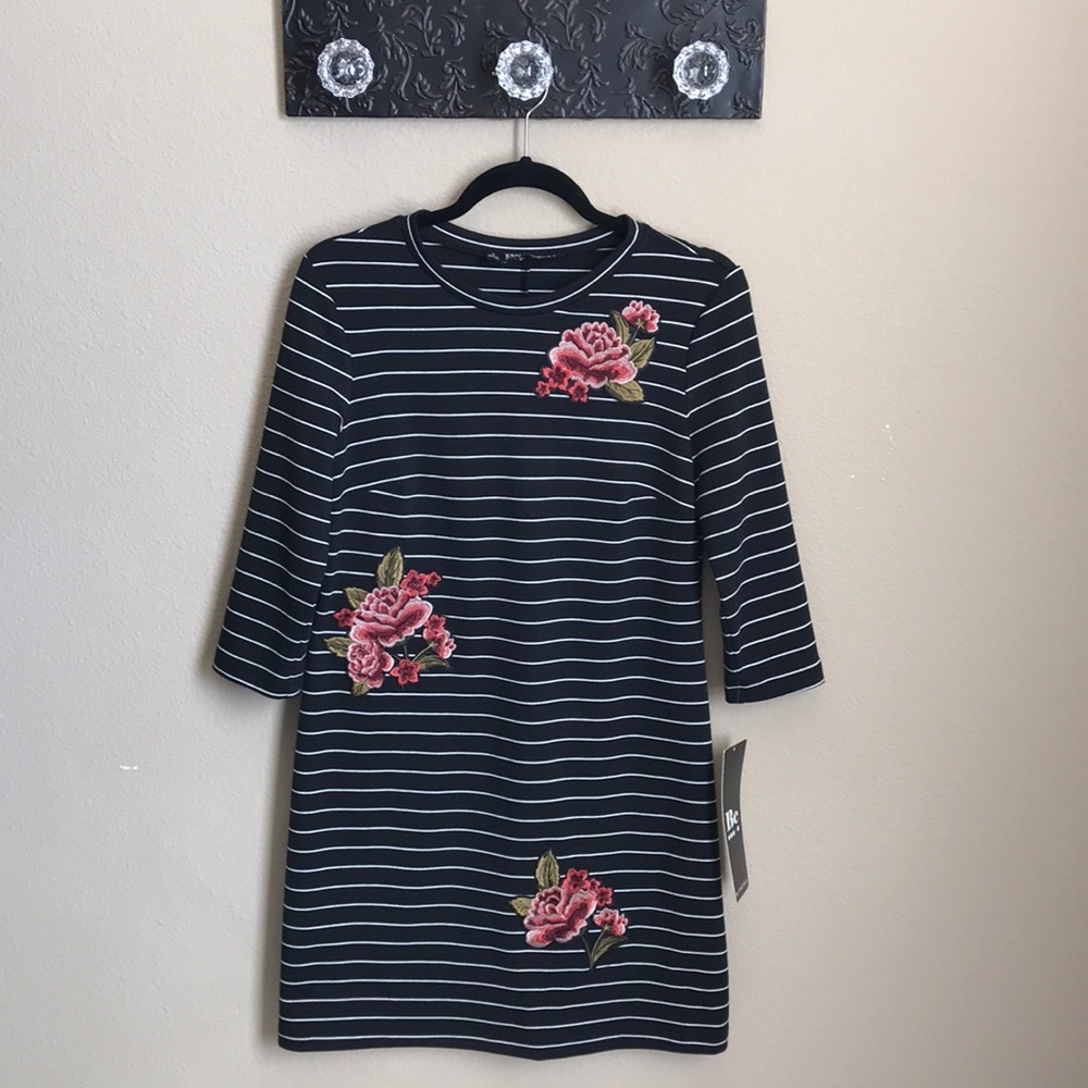 Chetta B Black contemporary dress White Stripes S